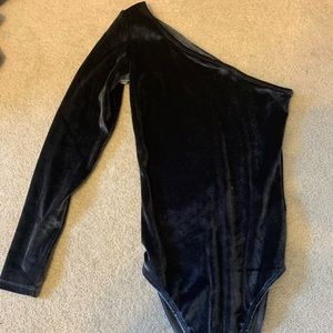 Velvet one shoulder body suit